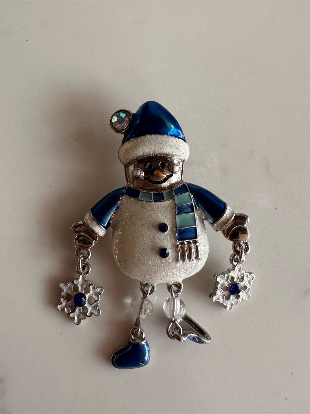 Blue Snowman Pendant Brooch Christmas Holiday